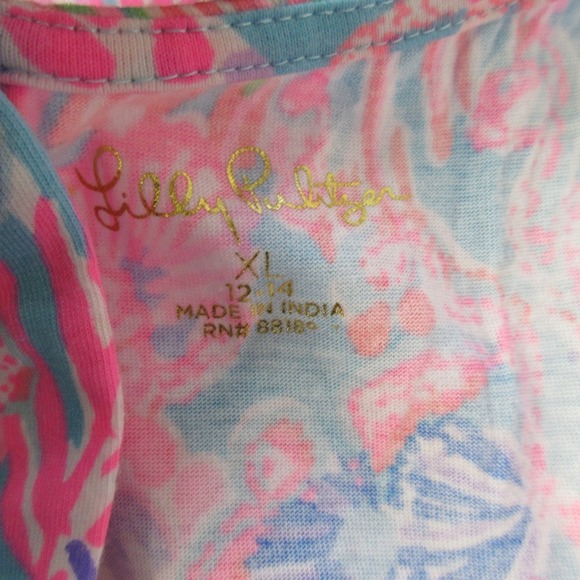 Lilly Pulitzer Girls Mini Agee Romper Dress XL Pink Cotton Sleeveless Beach 176 - Picture 3 of 12